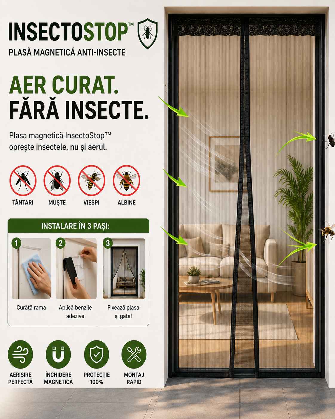 Plasa Magnetică Anti-Insecte -  InsectoStop